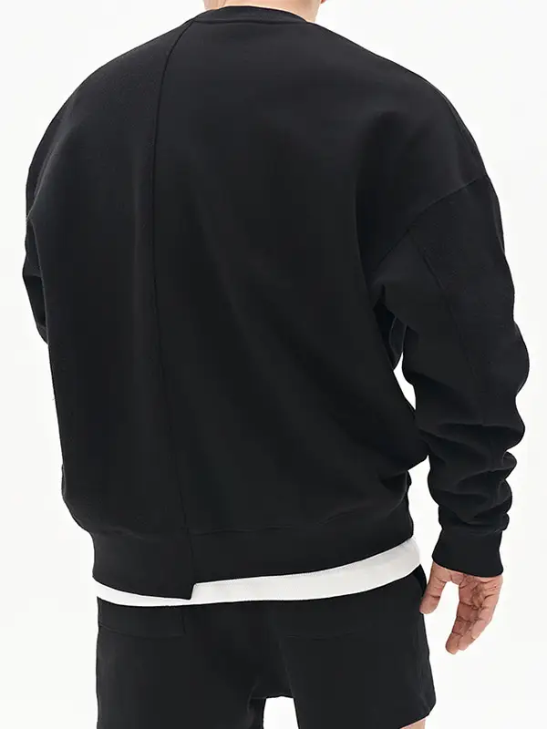Men Black Sweatshirt Shorts Set Large Size - Image 9