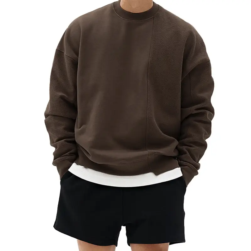 Men Black Sweatshirt Shorts Set Large Size - Image 2
