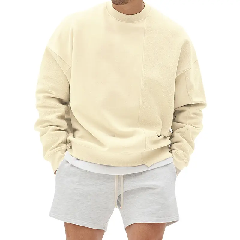 Men Black Sweatshirt Shorts Set Large Size - Image 5