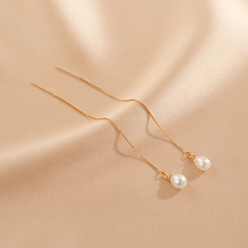 S925 Silver Pearl Earrings for Women Elegant Long Design - Image 3