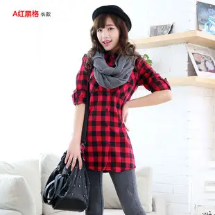 Women Plaid Long Sleeve Shirt Cotton Spring Autumn Loose Fit — feature 36