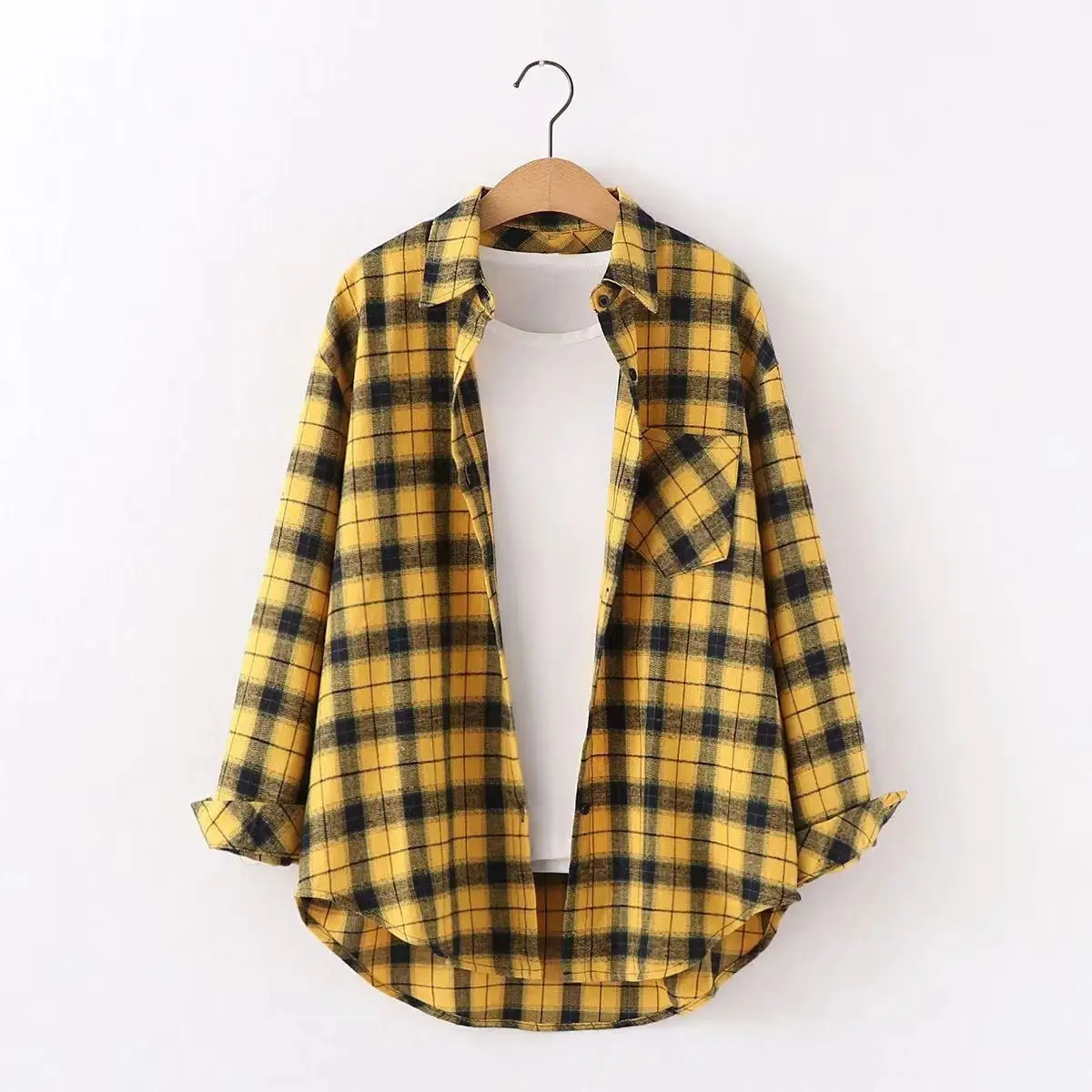Women Plaid Long Sleeve Shirt Cotton Spring Autumn Loose Fit - Image 16