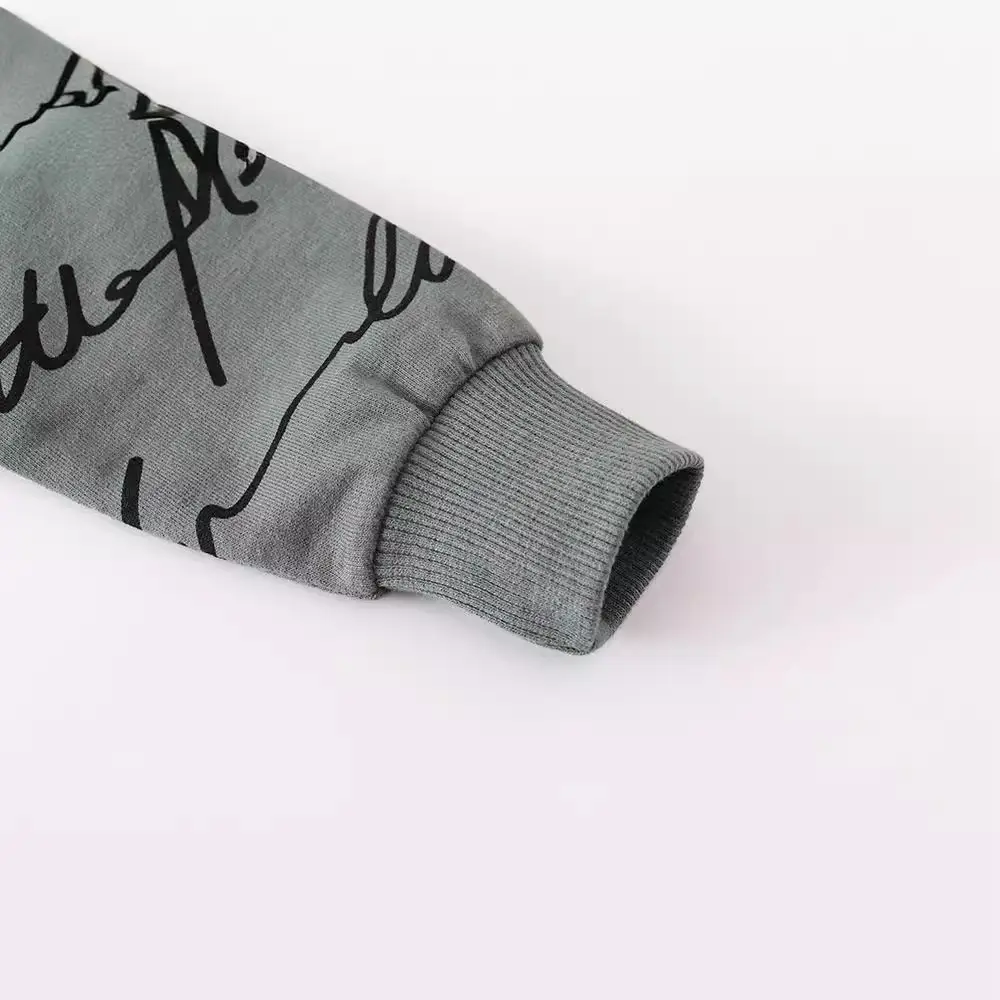 Boys Girls Kitten Print Long Sleeve Sweater Grey