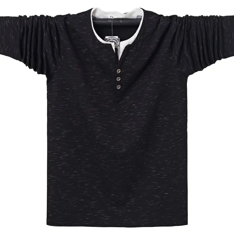Men Black Long Sleeve T-Shirt Large Plus Size - Image 7