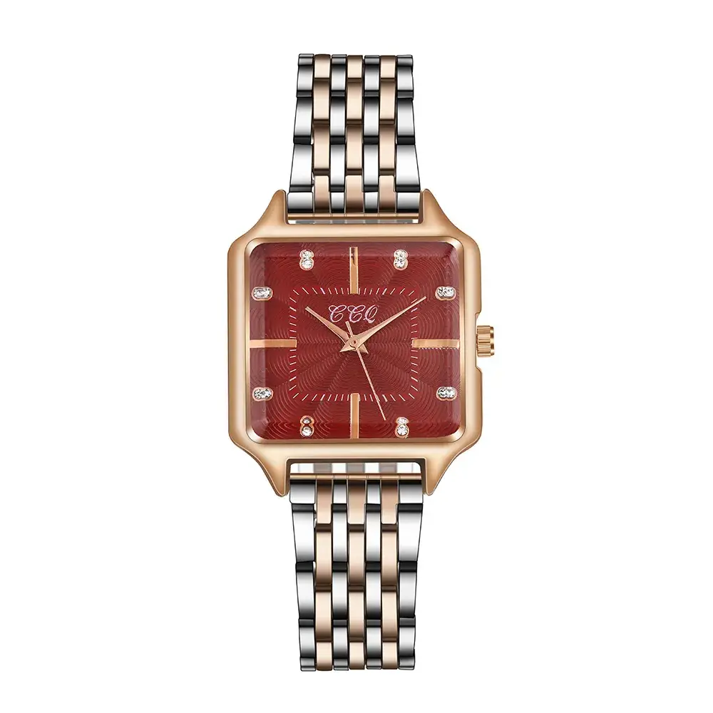 Women's Square Dial Quartz Watch with Rose Gold Case - Image 2