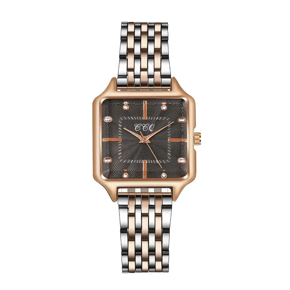 Women's Square Dial Quartz Watch with Rose Gold Case - Image 3