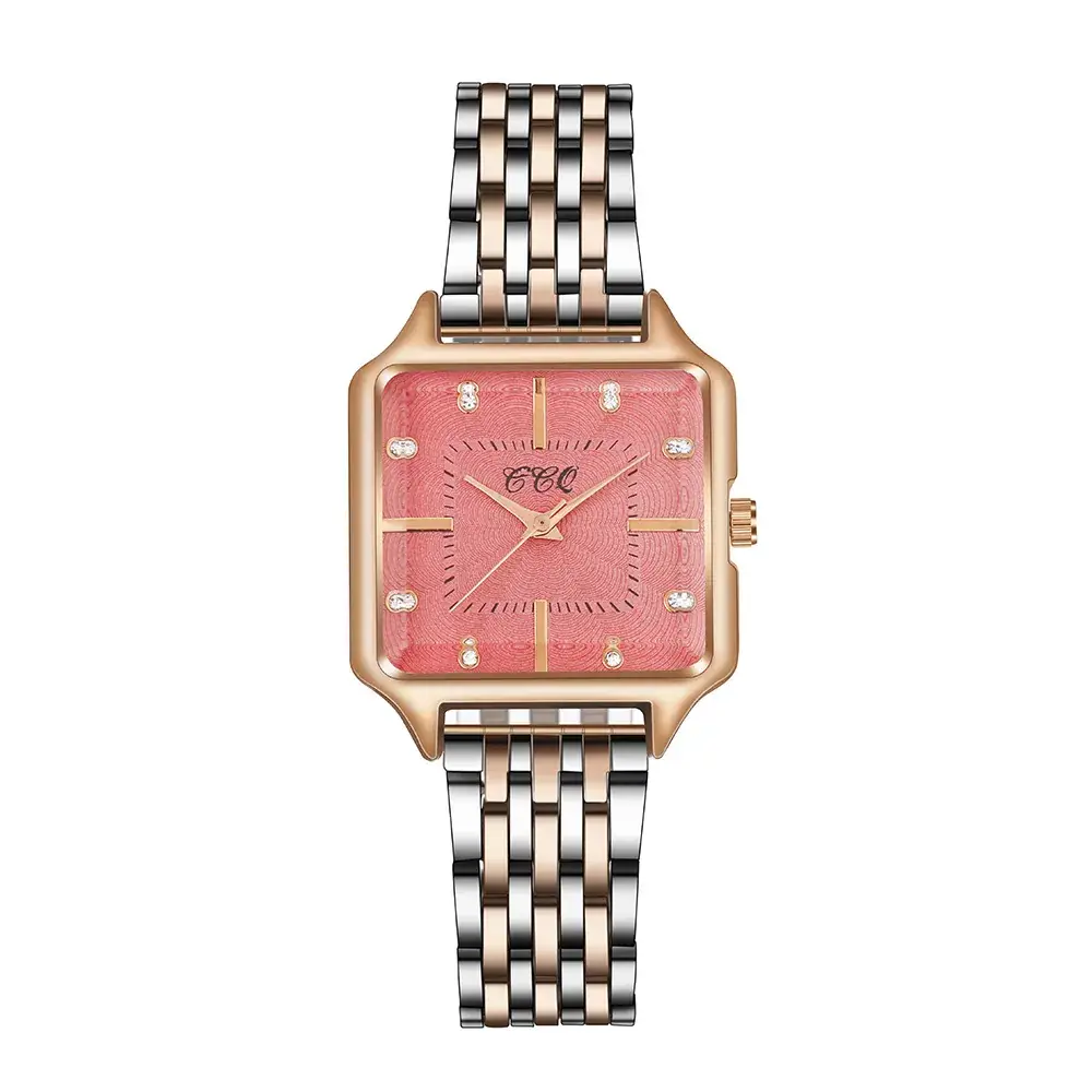 Women's Square Dial Quartz Watch with Rose Gold Case - Image 5