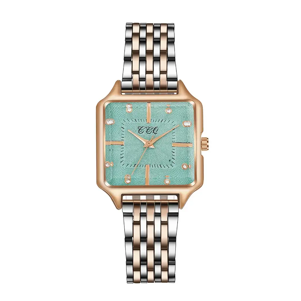 Women's Square Dial Quartz Watch with Rose Gold Case - Image 6