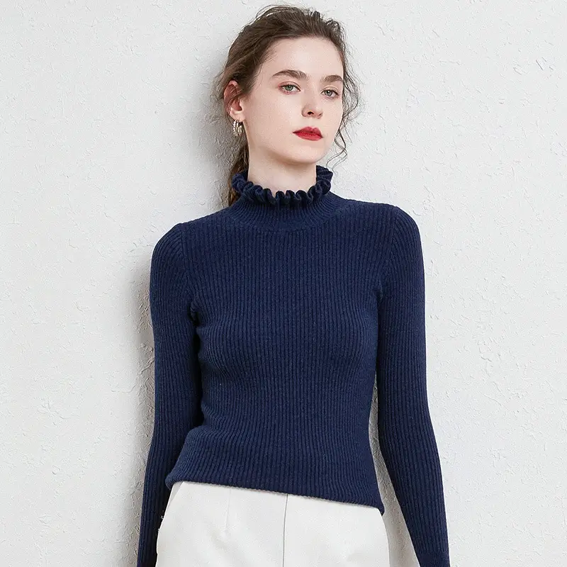 2021 Women's Knitwear Flower Collar Slim Fit Top - Image 6