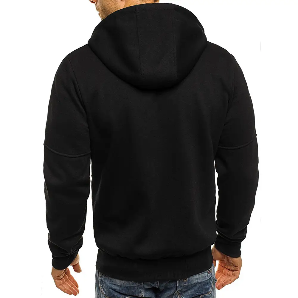 Men's Grey Hooded Full Zip Jacket with Orange Accents