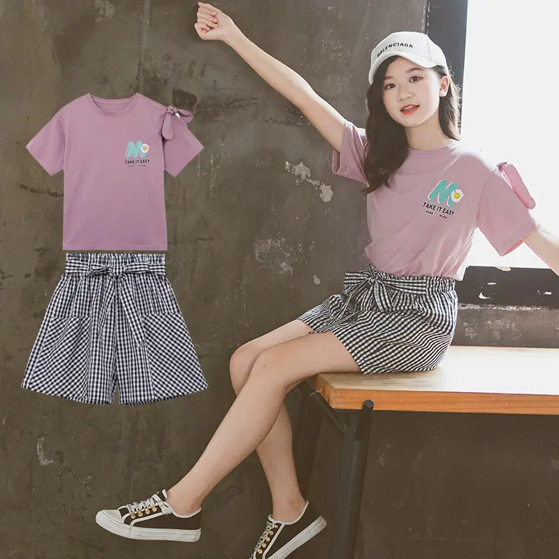 Girls Purple Floral Shorts Set Summer 2025 - Image 2