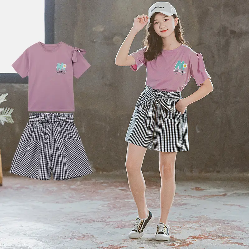 Girls Purple Floral Shorts Set Summer 2025 - Image 3