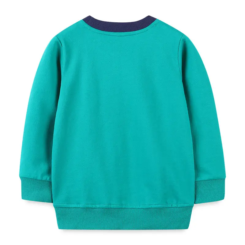 European American Style Boys Sweatshirt Autumn Printed Teal - Image 3