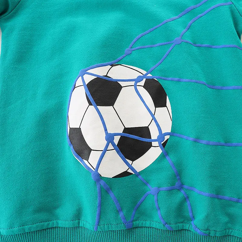 European American Style Boys Sweatshirt Autumn Printed Teal - Image 4