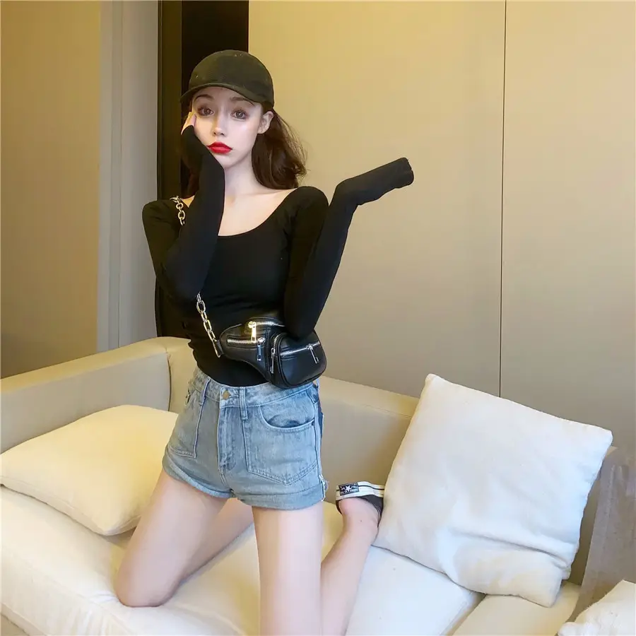 Women Backless Long Sleeve T-Shirt Brown U-Neck — feature 5