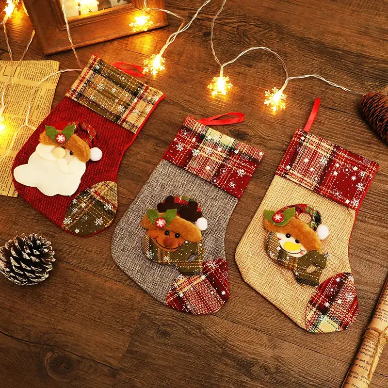 Christmas Socks with Teddy Bear Pendant Decoration - Image 3