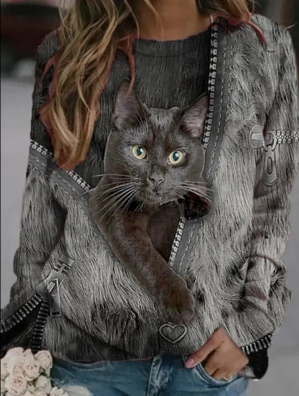 2023 Cat Printed Crossbody Jacket for Women - Image 5