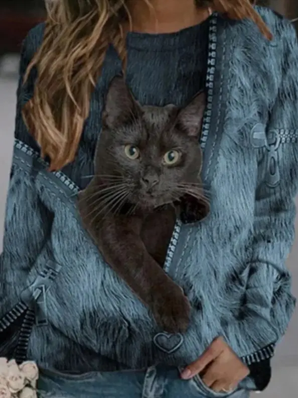 2023 Cat Printed Crossbody Jacket for Women - Image 6