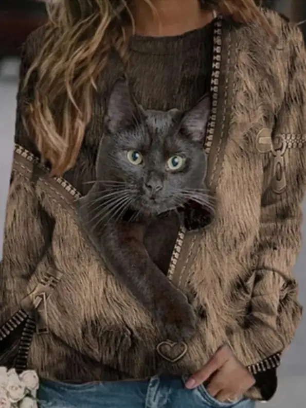 2023 Cat Printed Crossbody Jacket for Women - Image 7