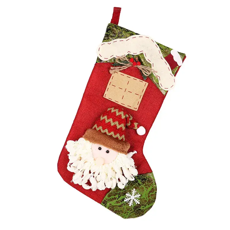 Christmas Tree Decorative Socks Gold Silk Old Man Design - Image 4