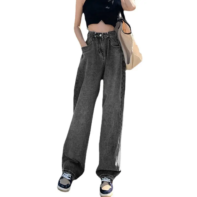 Women Wide Leg Jeans Spring Autumn Adjustable High Waist Loose New Slim Look Tall Floor Trendy Straight Pants - Image 7