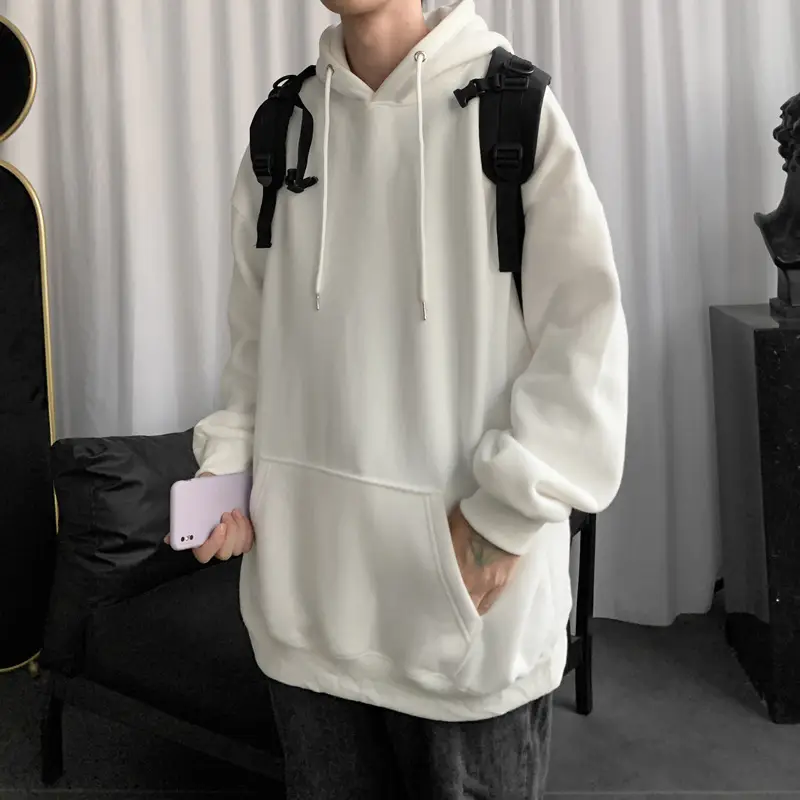 Men's Brown Hooded Sweatshirt Spring Autumn Loose Fit - Image 11