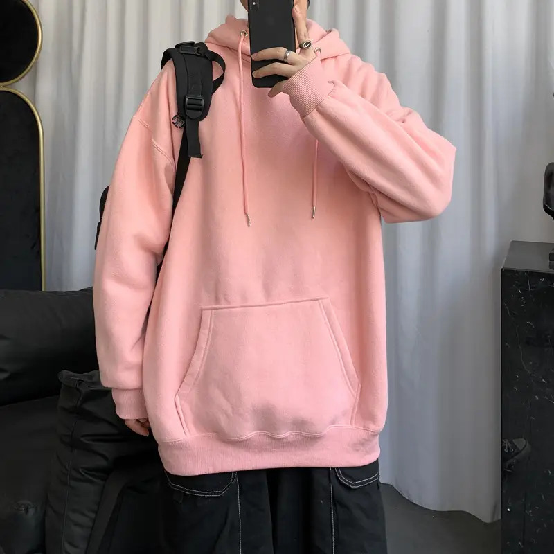 Men's Brown Hooded Sweatshirt Spring Autumn Loose Fit - Image 14