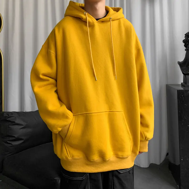 Men's Brown Hooded Sweatshirt Spring Autumn Loose Fit - Image 15