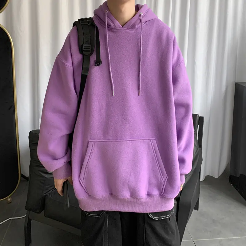 Men's Brown Hooded Sweatshirt Spring Autumn Loose Fit - Image 17