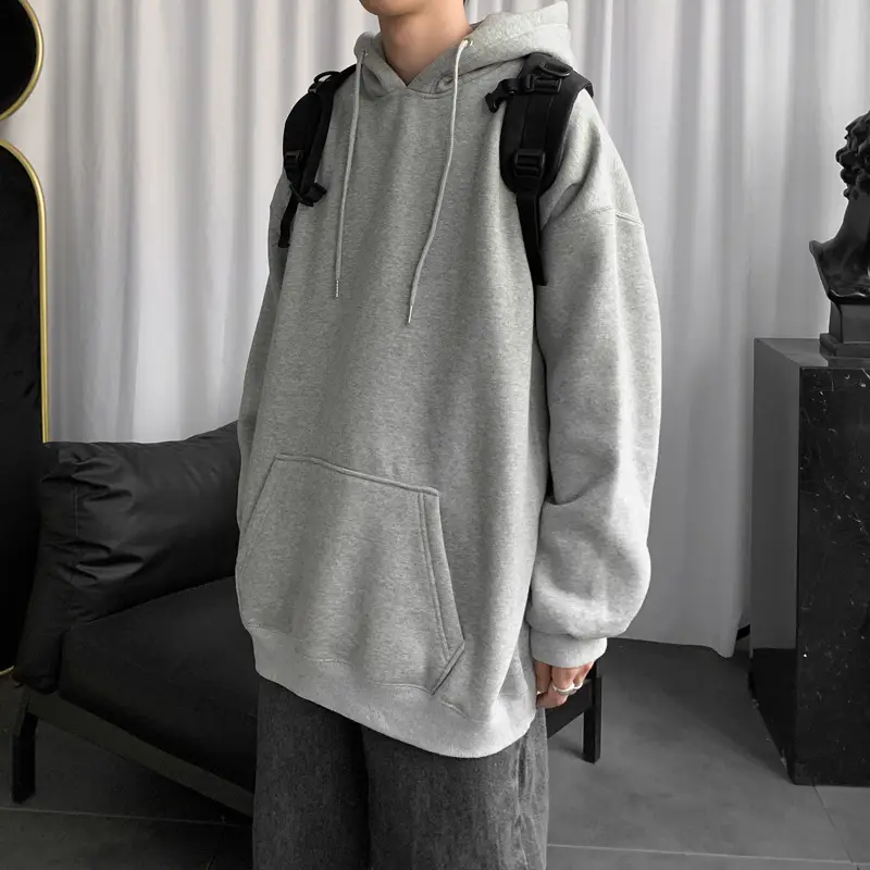 Men's Brown Hooded Sweatshirt Spring Autumn Loose Fit - Image 5