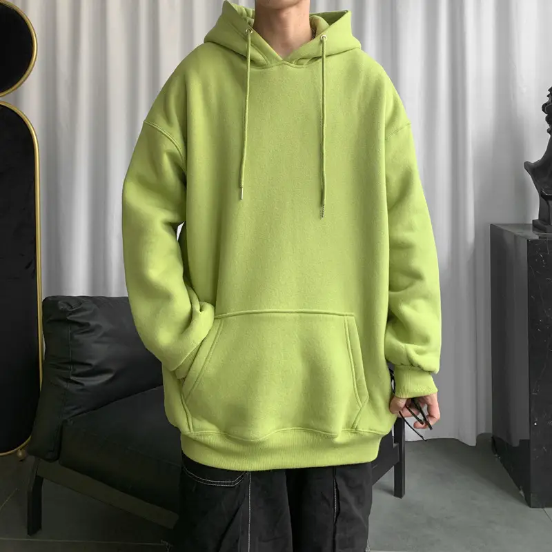Men's Brown Hooded Sweatshirt Spring Autumn Loose Fit - Image 8