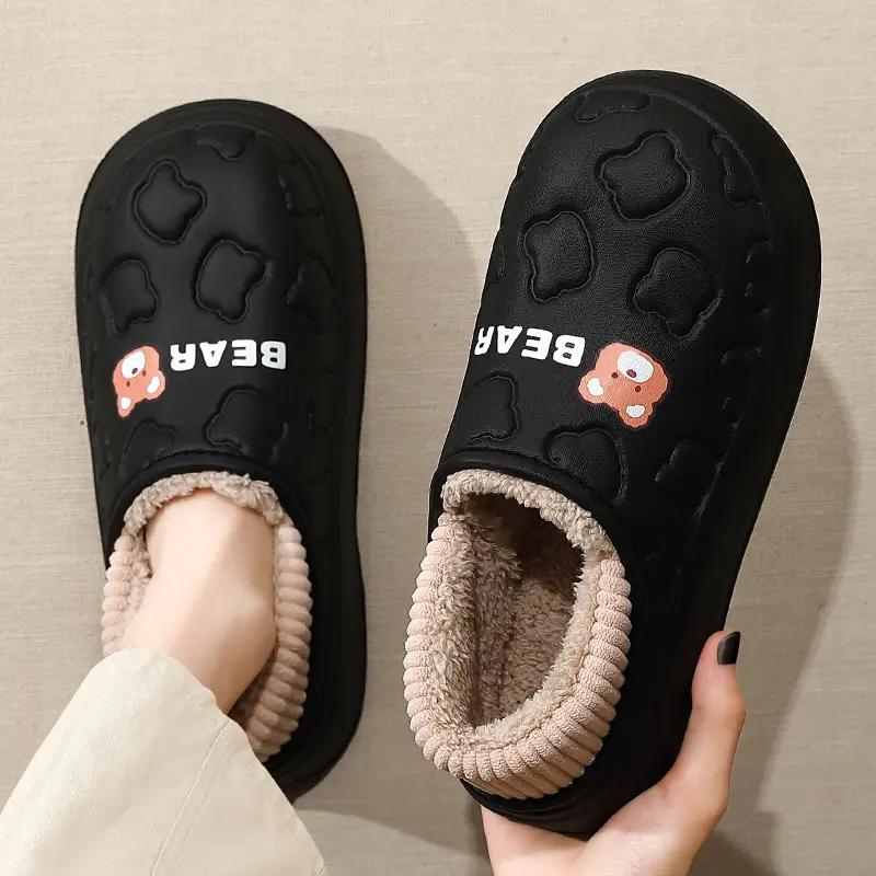 Women Winter Waterproof Cotton Slippers Cute Couple Warm Heel Cover - Image 10