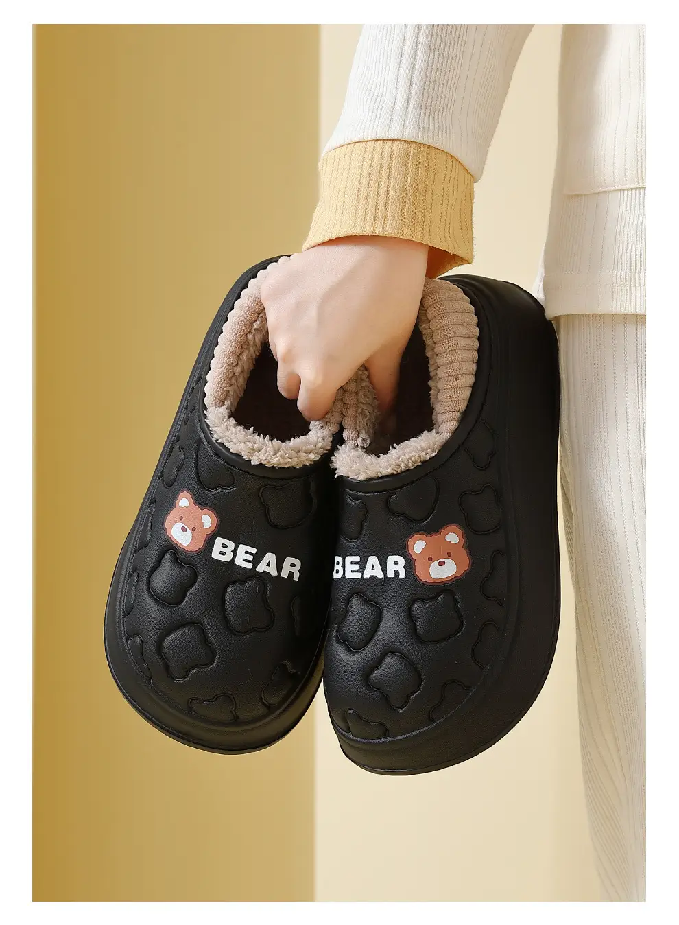 Women Winter Waterproof Cotton Slippers Cute Couple Warm Heel Cover — feature 11