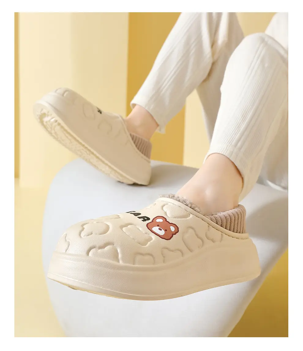 Women Winter Waterproof Cotton Slippers Cute Couple Warm Heel Cover — feature 12