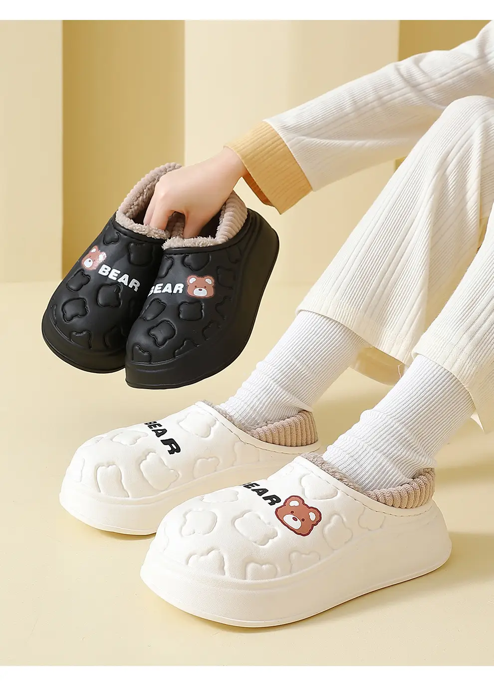Women Winter Waterproof Cotton Slippers Cute Couple Warm Heel Cover — feature 13