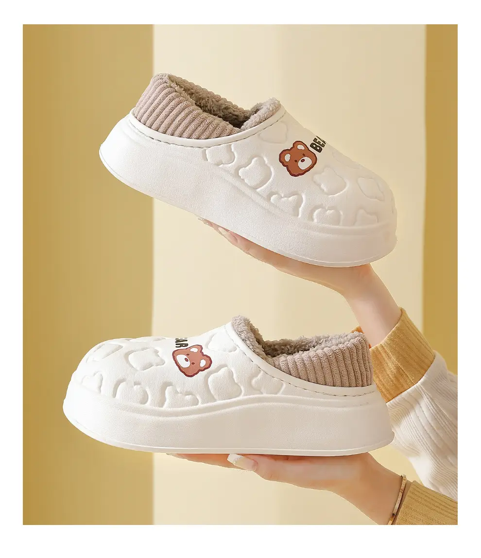 Women Winter Waterproof Cotton Slippers Cute Couple Warm Heel Cover — feature 14
