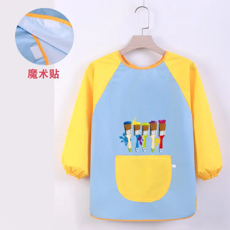 Velcro Kids Studio Painting Apron Yellow Blue - Image 10