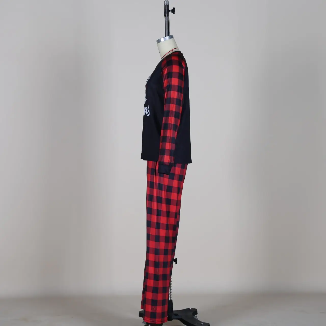 2025 Red Black Plaid Parent-Child Pajamas Set