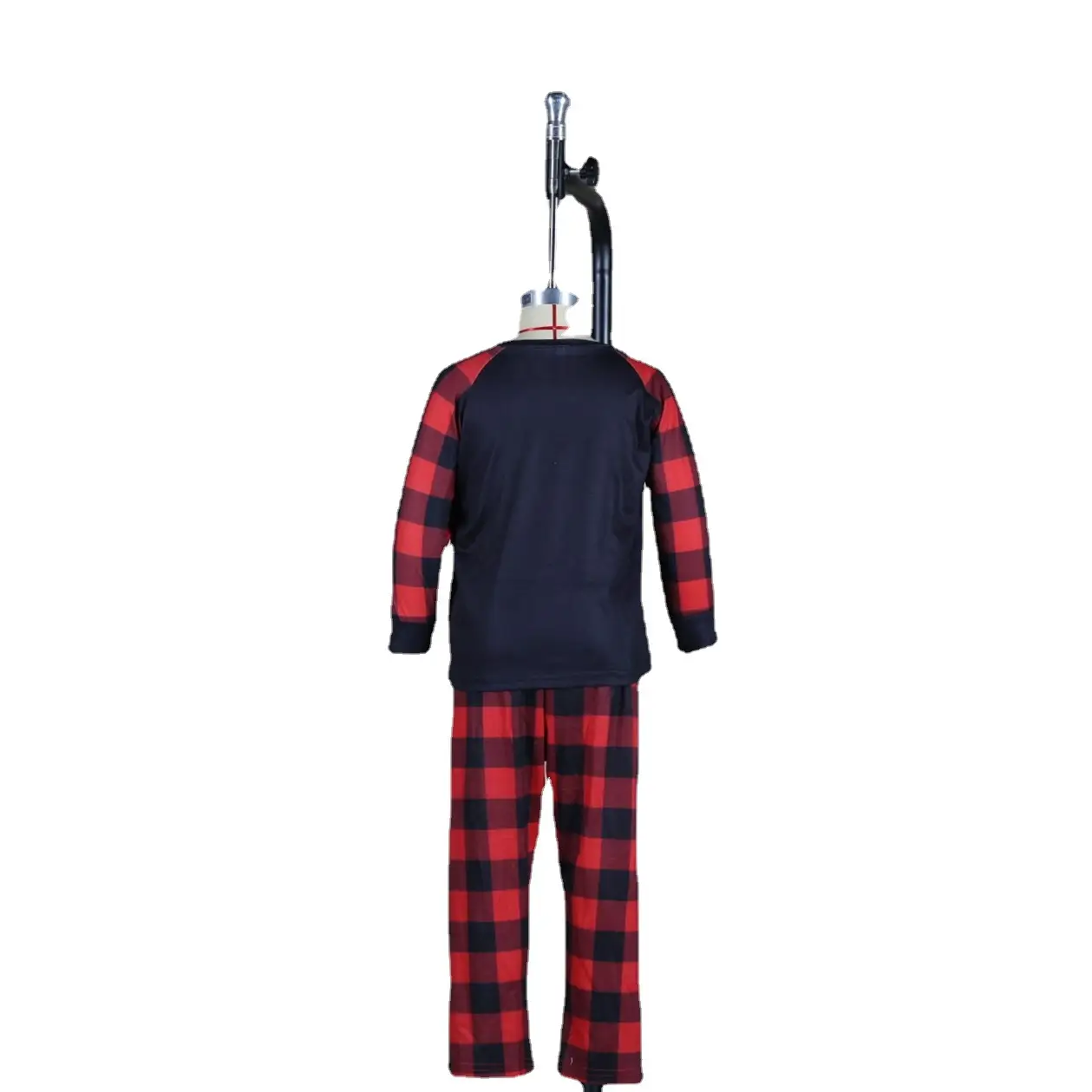 2025 Red Black Plaid Parent-Child Pajamas Set