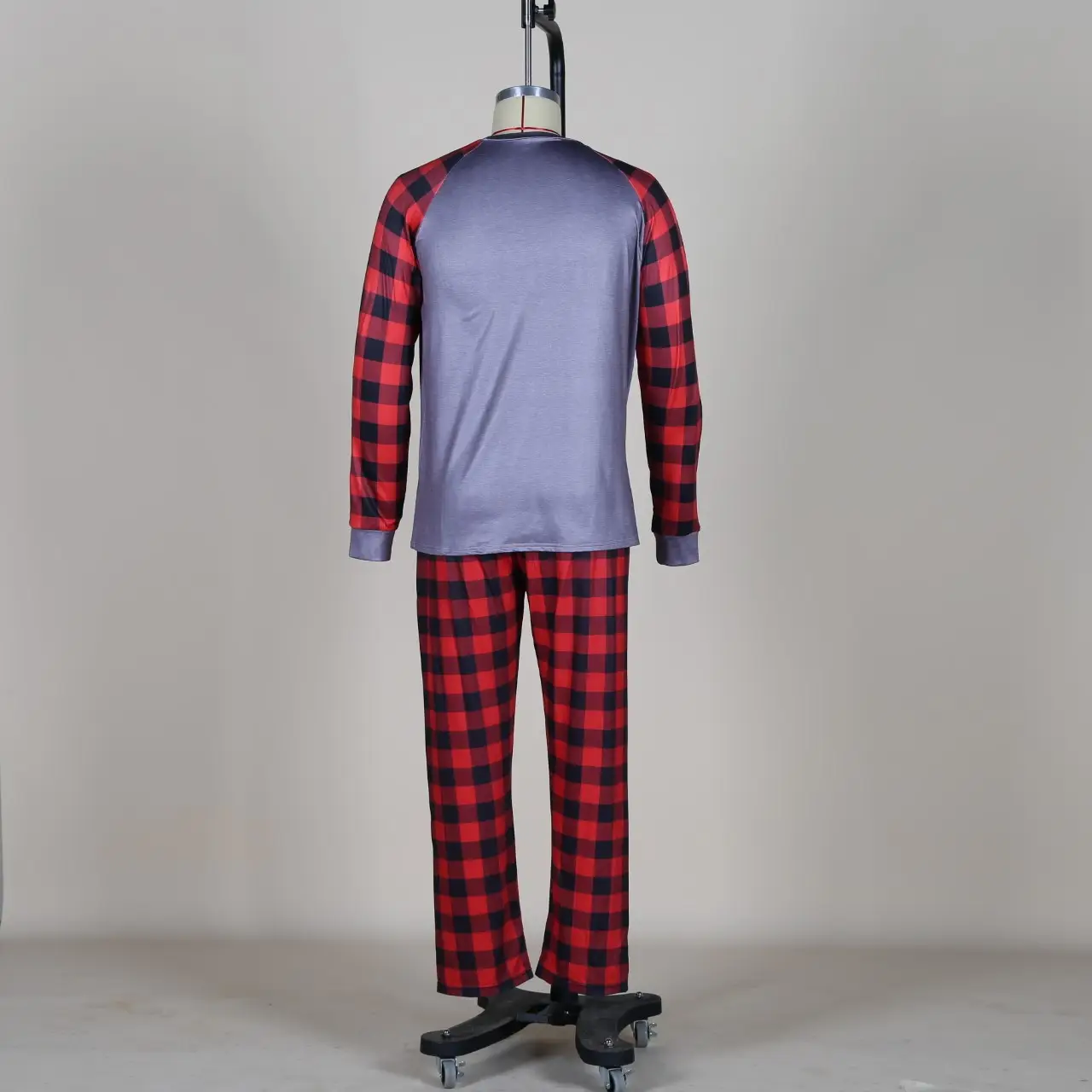 2025 Red Black Plaid Parent-Child Pajamas Set