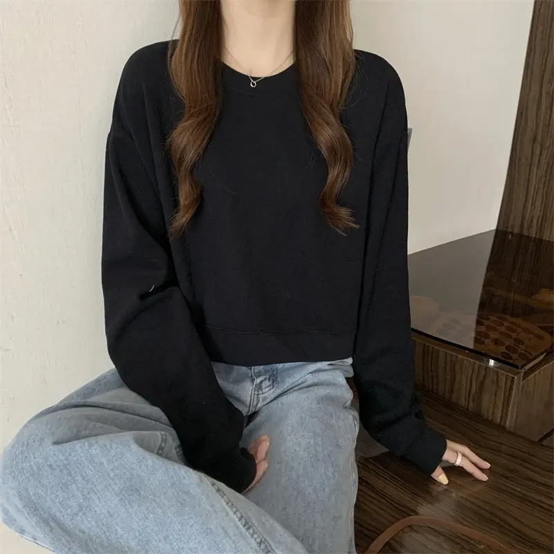 Black Korean Style Loose Sleeve Sweater for Women — feature 24