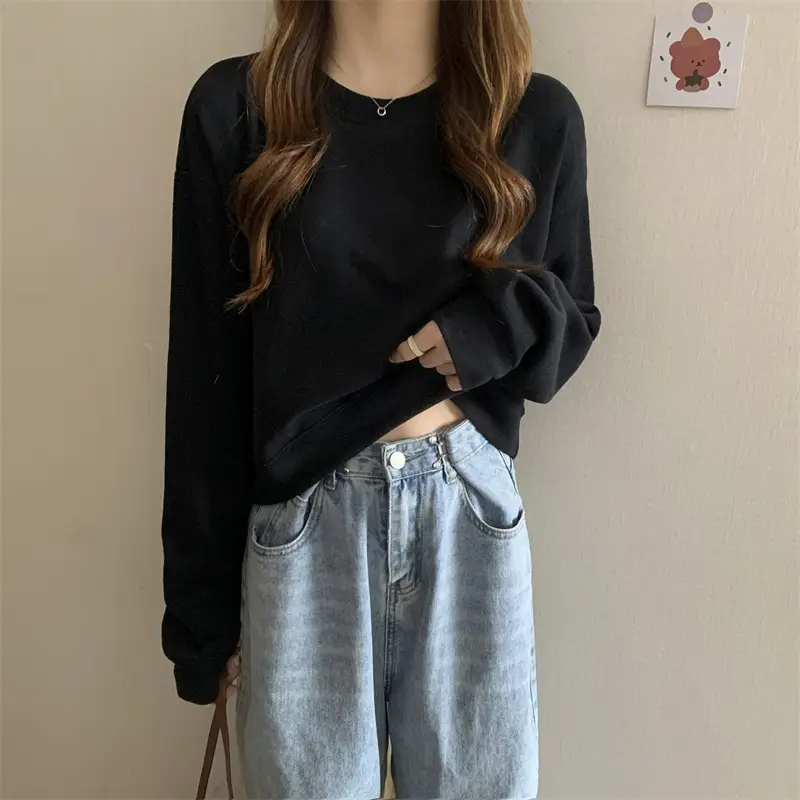 Black Korean Style Loose Sleeve Sweater for Women — feature 25
