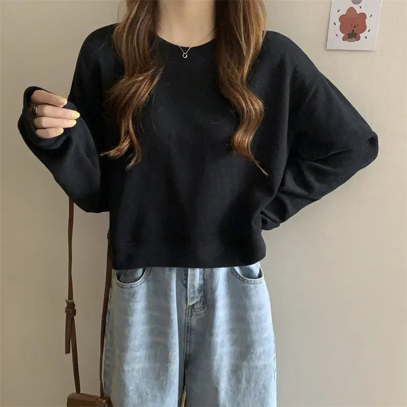 Black Korean Style Loose Sleeve Sweater for Women — feature 27