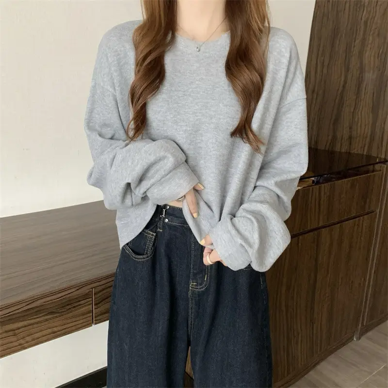 Black Korean Style Loose Sleeve Sweater for Women — feature 48