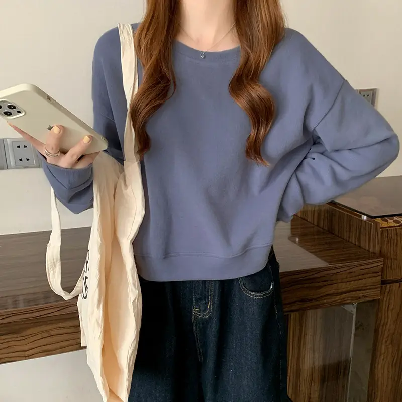 Black Korean Style Loose Sleeve Sweater for Women - Image 4