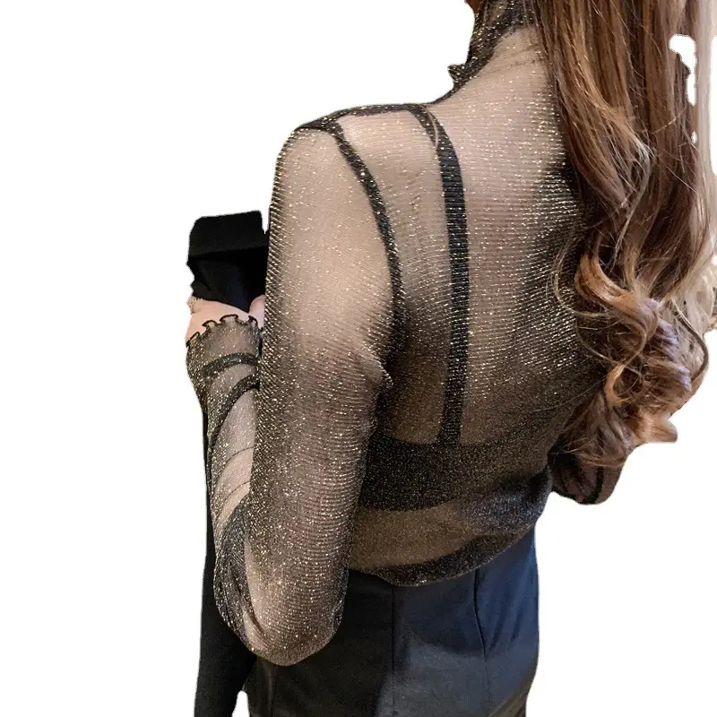 Lace Mesh Long Sleeve Top for Women Early Autumn 2021 - Image 7