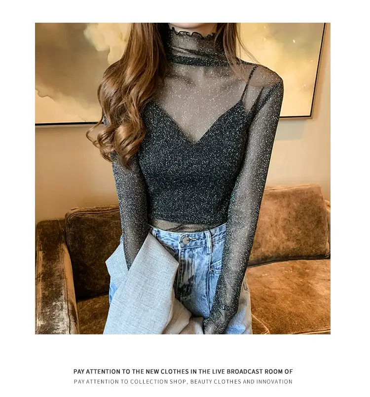 Lace Mesh Long Sleeve Top for Women Early Autumn 2021 — feature 5