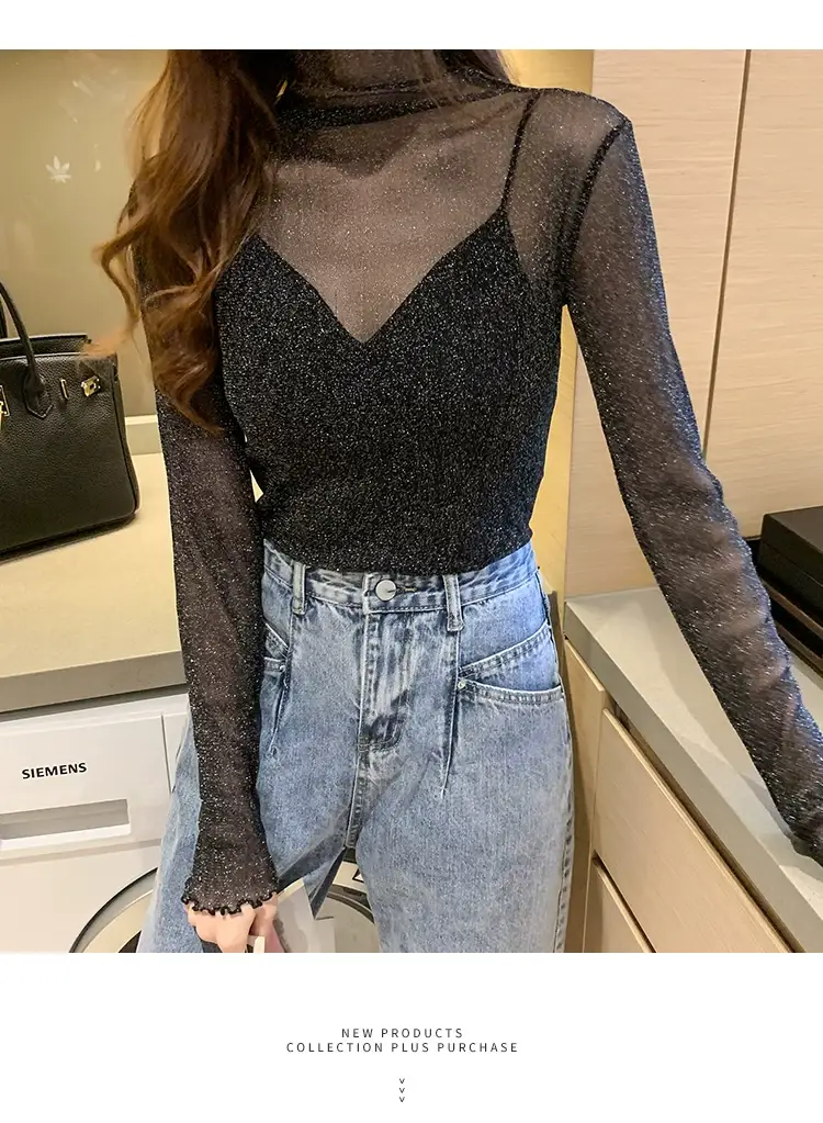 Lace Mesh Long Sleeve Top for Women Early Autumn 2021 — feature 6
