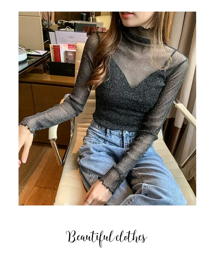 Lace Mesh Long Sleeve Top for Women Early Autumn 2021 — feature 7