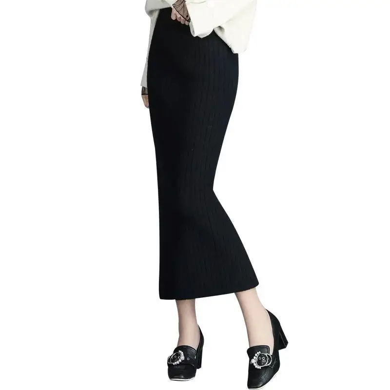 2025 Women's Thickened Knitted One-Step Skirt Long High-Waist Slimming Woolen - Image 7